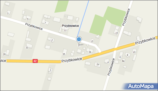 Biadacz, Przybkowice, 37, mapa Biadacz