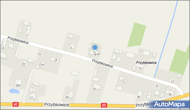 Biadacz, Przybkowice, 5, mapa Biadacz