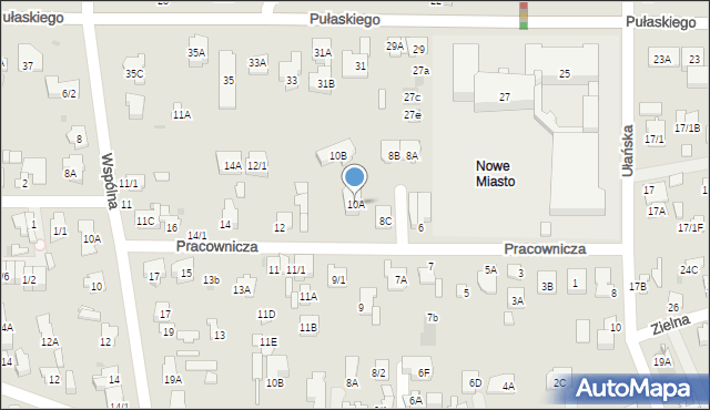 Białystok, Pracownicza, 10A, mapa Białegostoku