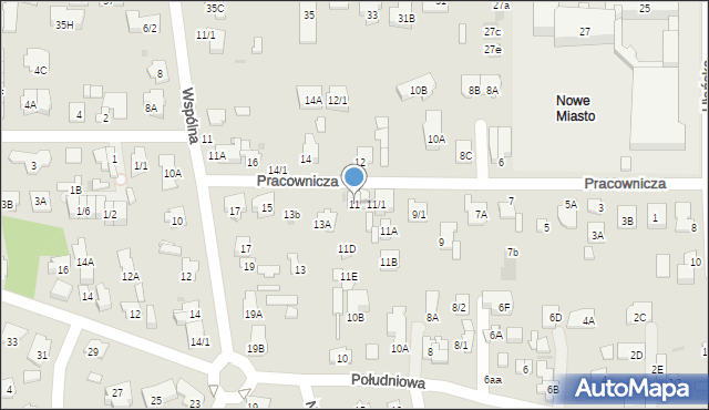 Białystok, Pracownicza, 11, mapa Białegostoku