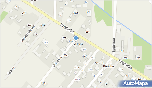 Bielicha, Przytycka, 253, mapa Bielicha