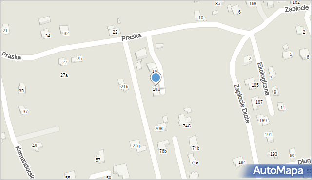 Bielsko-Biała, Praska, 19a, mapa Bielsko-Białej