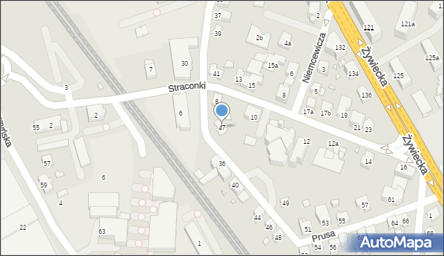 Bielsko-Biała, Prusa Bolesława, 47, mapa Bielsko-Białej