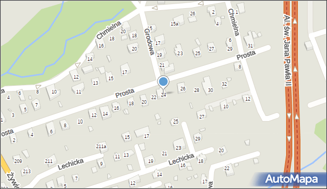Bielsko-Biała, Prosta, 24, mapa Bielsko-Białej