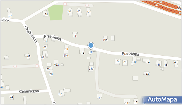 Bielsko-Biała, Przeciętna, 16, mapa Bielsko-Białej