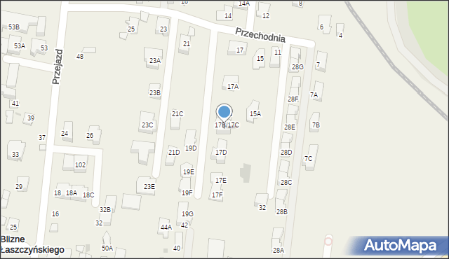 Blizne Łaszczyńskiego, Przechodnia, 17c, mapa Blizne Łaszczyńskiego