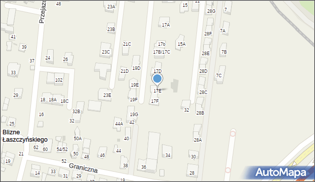 Blizne Łaszczyńskiego, Przechodnia, 17E, mapa Blizne Łaszczyńskiego