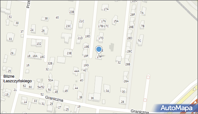 Blizne Łaszczyńskiego, Przechodnia, 17F, mapa Blizne Łaszczyńskiego