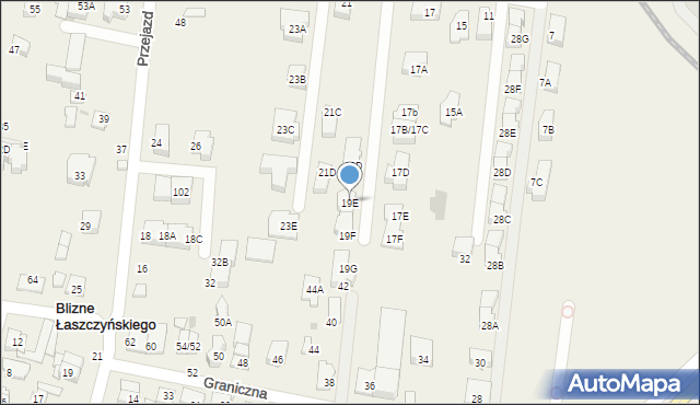 Blizne Łaszczyńskiego, Przechodnia, 19E, mapa Blizne Łaszczyńskiego