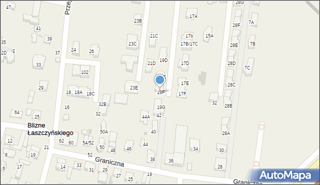 Blizne Łaszczyńskiego, Przechodnia, 19F, mapa Blizne Łaszczyńskiego