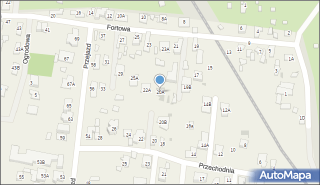 Blizne Łaszczyńskiego, Przechodnia, 20A, mapa Blizne Łaszczyńskiego