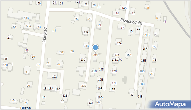 Blizne Łaszczyńskiego, Przechodnia, 21C, mapa Blizne Łaszczyńskiego