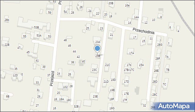 Blizne Łaszczyńskiego, Przechodnia, 23B, mapa Blizne Łaszczyńskiego