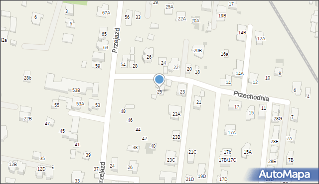 Blizne Łaszczyńskiego, Przechodnia, 25, mapa Blizne Łaszczyńskiego