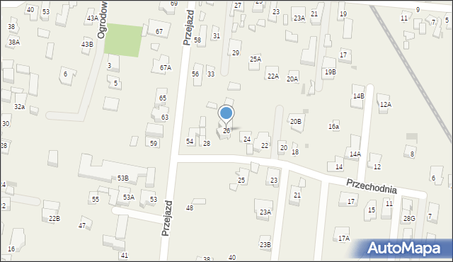 Blizne Łaszczyńskiego, Przechodnia, 26, mapa Blizne Łaszczyńskiego