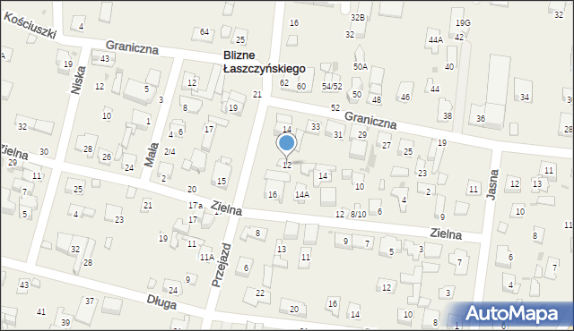 Blizne Łaszczyńskiego, Przejazd, 12, mapa Blizne Łaszczyńskiego