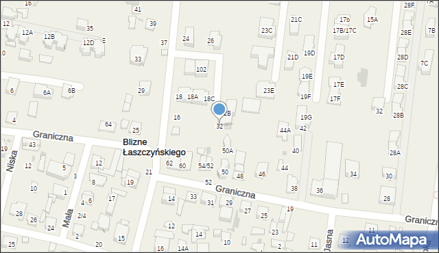 Blizne Łaszczyńskiego, Przejazd, 32, mapa Blizne Łaszczyńskiego