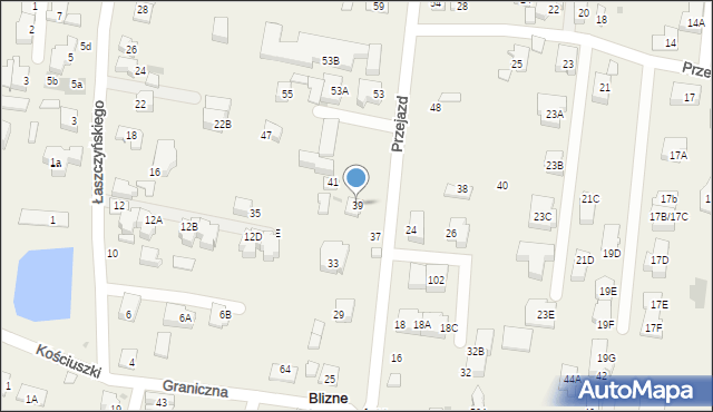Blizne Łaszczyńskiego, Przejazd, 39, mapa Blizne Łaszczyńskiego