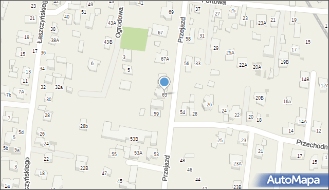 Blizne Łaszczyńskiego, Przejazd, 63, mapa Blizne Łaszczyńskiego