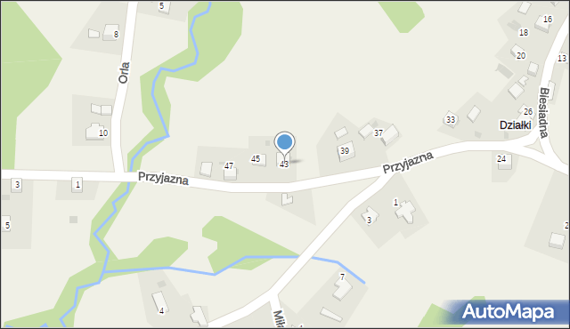 Brodła, Przyjazna, 43, mapa Brodła