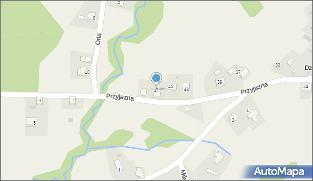 Brodła, Przyjazna, 47, mapa Brodła