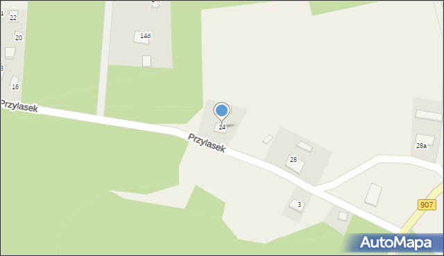 Brusiek, Przylasek, 14, mapa Brusiek