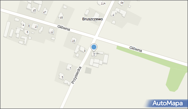 Bruszczewo, Przysiecka, 2, mapa Bruszczewo