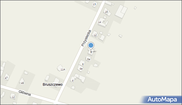 Bruszczewo, Przysiecka, 8, mapa Bruszczewo