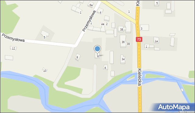 Brzeziny, Przemysłowa, 4, mapa Brzeziny