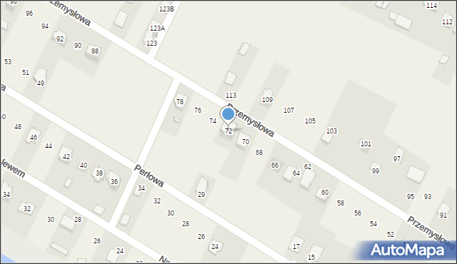 Brzeziny, Przemysłowa, 72, mapa Brzeziny