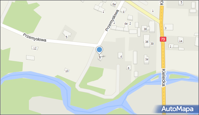 Brzeziny, Przemysłowa, 8, mapa Brzeziny