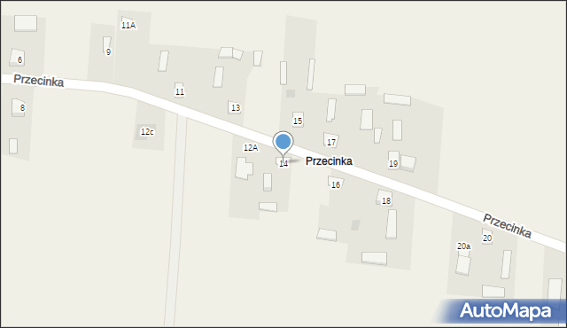 Brzóza, Przecinka, 14, mapa Brzóza