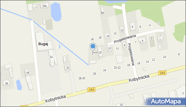 Bugaj, Projektowana, 17, mapa Bugaj