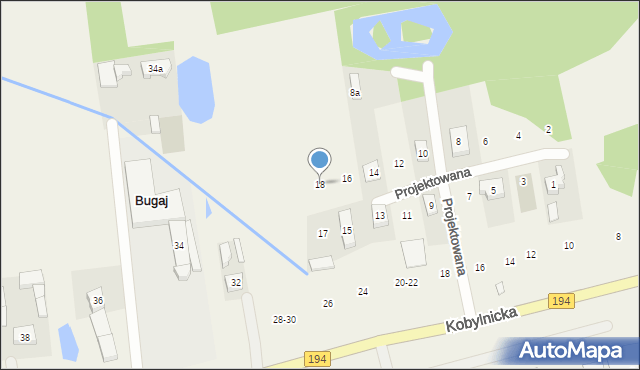 Bugaj, Projektowana, 18, mapa Bugaj