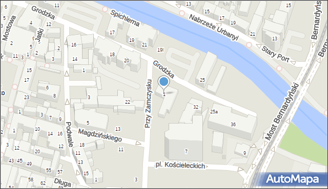 Bydgoszcz, Przy Zamczysku, 1, mapa Bydgoszczy
