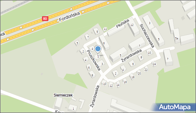 Bydgoszcz, Pruszkowska, 1, mapa Bydgoszczy