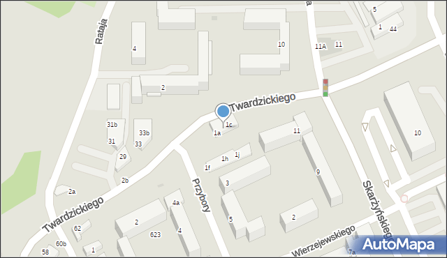 Bydgoszcz, Przybory Jeremiego, 1b, mapa Bydgoszczy