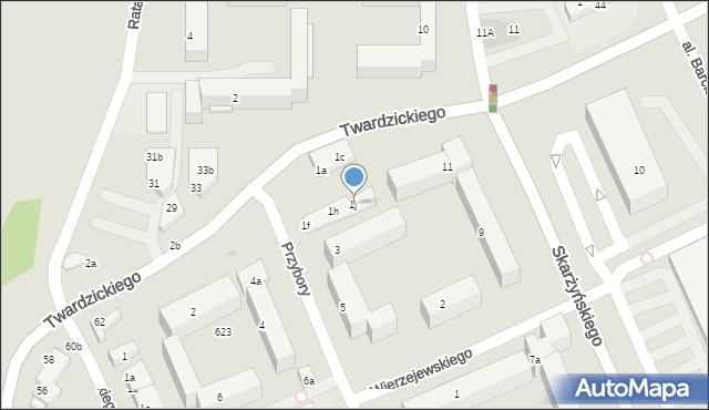 Bydgoszcz, Przybory Jeremiego, 1j, mapa Bydgoszczy