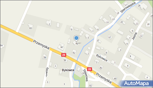 Bykowce, Przemyska, 79, mapa Bykowce