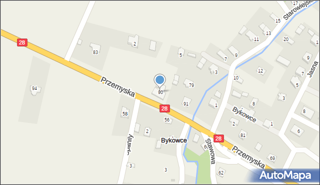 Bykowce, Przemyska, 90, mapa Bykowce