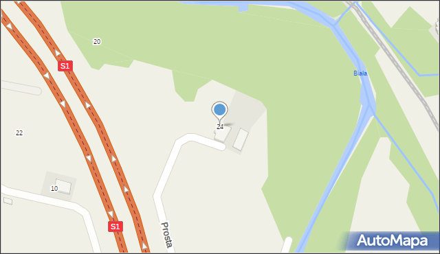 Bystra, Prosta, 24, mapa Bystra