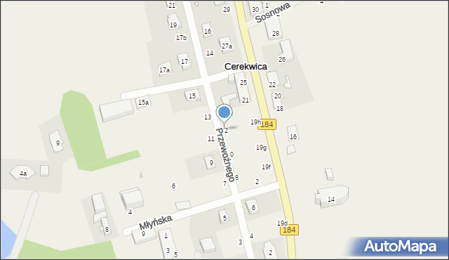 Cerekwica, Przewoźnego Jakuba, ks., 12, mapa Cerekwica