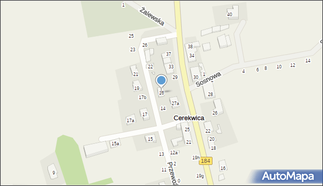 Cerekwica, Przewoźnego Jakuba, ks., 16, mapa Cerekwica