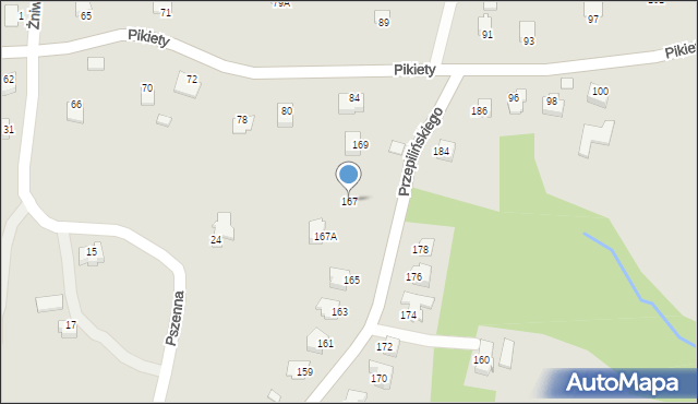 Cieszyn, Przepilińskiego Hieronima, 167, mapa Cieszyna