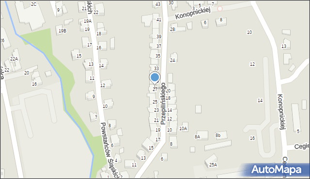 Cieszyn, Przepilińskiego Hieronima, 27, mapa Cieszyna