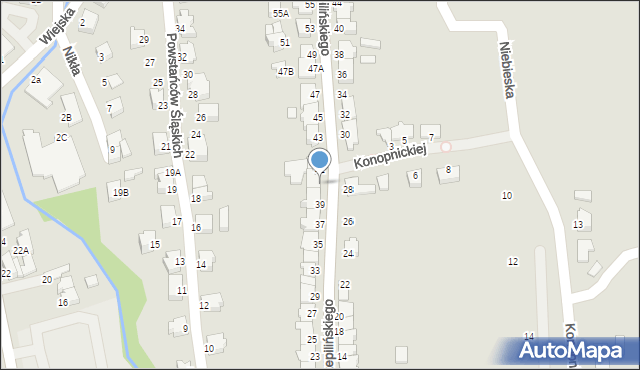 Cieszyn, Przepilińskiego Hieronima, 41A, mapa Cieszyna