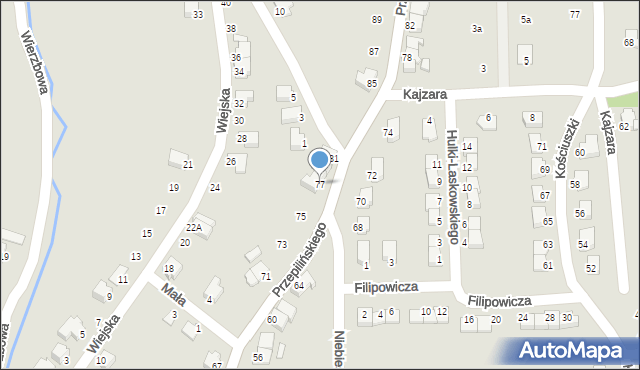 Cieszyn, Przepilińskiego Hieronima, 77, mapa Cieszyna