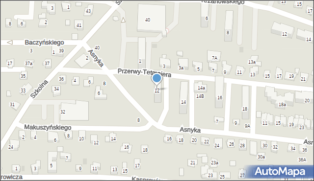 Czechowice-Dziedzice, Przerwy-Tetmajera Kazimierza, 12, mapa Czechowic-Dziedzic