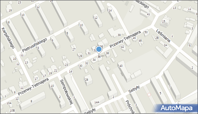 Częstochowa, Przerwy-Tetmajera Kazimierza, 36, mapa Częstochowy