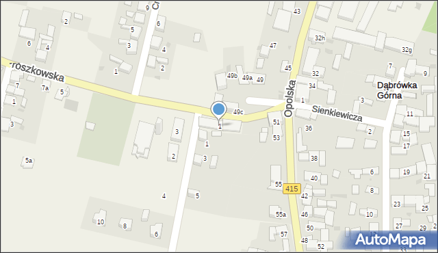 Dąbrówka Górna, Prószkowska, 1, mapa Dąbrówka Górna